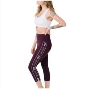 Zyia Active Plum Logo High Rise Compressive Cropped Leggings